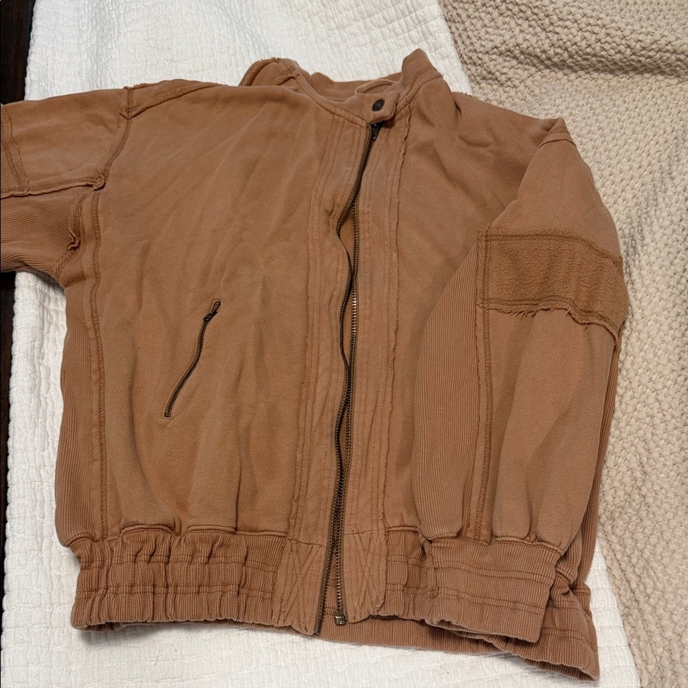 We The Free Tan Fleece Zip Bomber